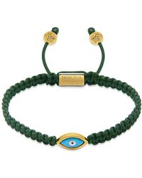Nialaya - Dark Green String Bracelet With Gold Evil Eye - Lyst