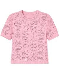 Yumi' - Cotton Crochet Knitted Top - Lyst