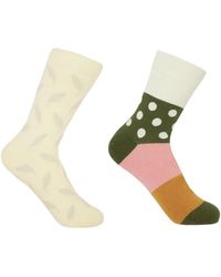 Peper Harow - Made in England - Cream Leaf & Cream Mayfair Socks Two Pack - Lyst