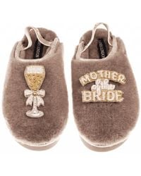 Laines London - Neutrals Flatform Cloud Closed Toe Slippers With Mother Of The Bride Brooches - Lyst