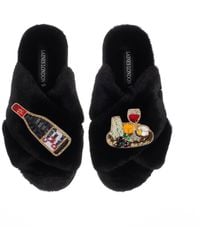 Laines London - Classic Laines Slippers With Cheese & Wine Brooches - Lyst