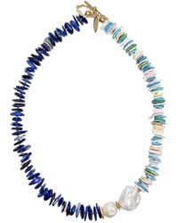 Farra - Kyanite And Colorful Shell With Baroque Pearl Necklace - Lyst
