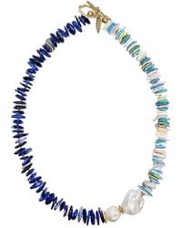 Farra - Kyanite And Colorful Shell With Baroque Pearl Necklace - Lyst
