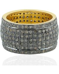 Artisan - Natural Pave Diamond Band Ring 925 Sterling Silver 14k Yellow Gold Jewelry - Lyst