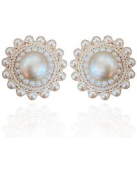 PINAR OZEVLAT - Neutrals Cream Rose Pearl Studs - Lyst