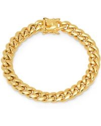 Steeltime - Stainless Steel 18K Plated 10Mm Miami Cuban Bracelet With Box Clasp 8.5 Inch - Lyst