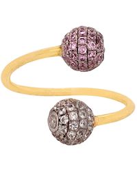 Artisan 10k Yellow Gold Sapphire Bead Ball Ring Handmade Jewellery - Metallic