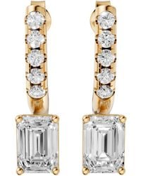 Aya Fine Jewelry - 1.87 Ctw Emerald Cut Lab Diamond Drop Hoop Earrings - Lyst