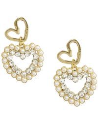 Maison De Gala - Pearl & Crystal Halo Heart Drop Earrings - Lyst