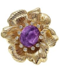 Farra - Flower Setting With Amethyst Stone Ring - Lyst