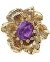 Farra - Flower Setting With Amethyst Stone Ring - Lyst