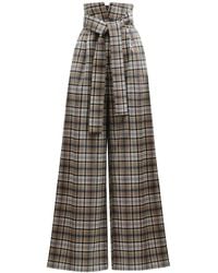 Julia Allert - High Waist Long Wide Leg Trousers – Plaid - Lyst