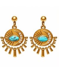 By Ozge - Celestial Harmony Sun & Moon-Tone Steel Drop Earrings - Lyst