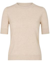 Nuvv Collection - Neutrals Short-Sleeve Wool & Cashmere Blend Sweater – Premium Italian Yarn - Lyst