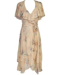 Jennafer Grace - Neutrals Fleur De Peche Flutter Wrap Dress - Lyst