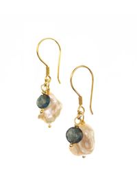 Jollz Jewellery - Vermeil Keshi Pearl And Topaz Earrings - Lyst