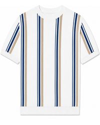 Vayla - Neutrals Short Sleeve Crew Neck Block Stripe Top - Lyst