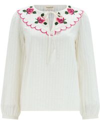 Sugarhill - Nessie Scallop Collar Blouse Rose Embroidery - Lyst