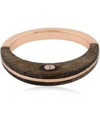 Artisan - Natural Diamond Band Ring 14k Rose Gold Handmade Wood Jewelry - Lyst