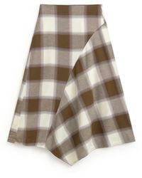 Thinking Mu - Indira Checkered Midi Skirt - Lyst