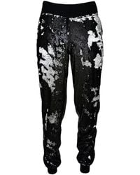 Lalipop Design - Double-sided Sequined Black Faux Leather Track Pants - Lyst
