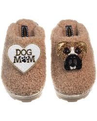 Laines London - Teddy Closed Toe Slippers With Pip The Boxer & Dog Mum Mom Brooches - Lyst