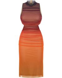 Khéla the Label - Calamity Mesh Dress With Orange Gradient Print - Lyst