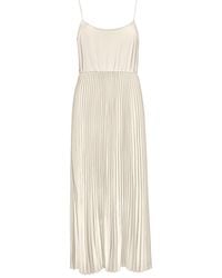 Roch Perel - Neutrals Ivory Satin Pleated Slip Dress - Lyst
