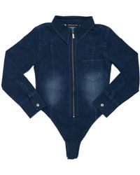 Circular Path - Denim Bodysuit - Lyst