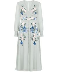 Hope & Ivy - The Marissa Embroidered Long Sleeve Front Button Midi Dress - Lyst