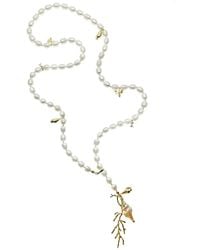 Farra Freshwater Pearls Long Pendant Necklace - White