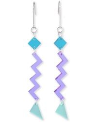 By Chavelli - Geometric Zig Zag Retro Dangly Earrings - Lyst