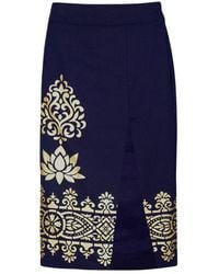 Nesavaali - Cotton Metallic Foil Print Sheath Skirt - Lyst