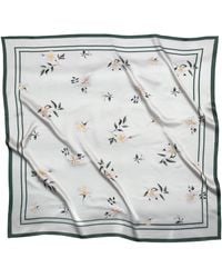 RainSisters - Neutrals Large Floral Natural Silk Scarf - Lyst