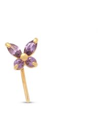 Zahav Jewelry - 14K Solid 24G Amethyst Cz Butterfly L-Shape Nose Stud - Lyst