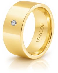 Unaloe - Plated Sterling Wide Band Ring With Stone - Lyst