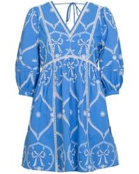 Rose & Nancy - Charlie Embroidered Bow Mini Dress - Lyst