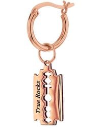 True Rocks - 18Kt Plated Mini Razor Blade Charm On Hoop - Lyst