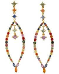 Artisan - Sapphire Open Hoop Drop Earrings - Lyst