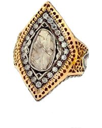 Artisan - Pave Diamond 14k Yellow Gold 925 Sterling Silver Marquise Shape Ring Handmade Jewelry - Lyst