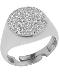 Spero London - Sterling Round Pave Signet Ring - Lyst