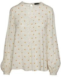 Conquista - Neutrals Long Sleeve Print Top With Pintuck Detail - Lyst