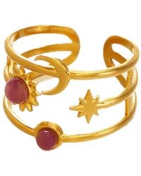 Elk & Bloom - Chunky Star, Moon & Sun Gemstone 14K Ring - Lyst