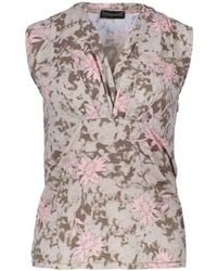 Conquista - Neutrals Floral Polyamide Jersey Sleeveless Top - Lyst