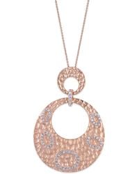 Genevive Jewelry - Rose Sterling Rose Plated With Clear Cubic Zirconia Dual Circle Pendant Necklace - Lyst