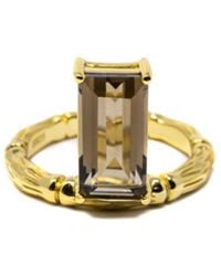 NASI SILVER - Floating Bamboo Baguette Gemstone Ring- Smokey Quartz - Lyst