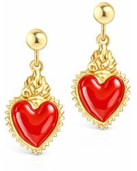 Unaloe - Earrings With-Plated Heart Pendant– Sacred Heart Style, Handmade Jewelry, Elegant Earrings For - Lyst