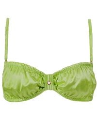 Decolet the label - Luna Ruched Satin Bikini Top - Lyst