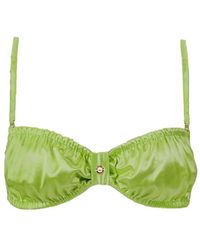 Decolet the label - Luna Ruched Satin Top In Chartreuse - Lyst