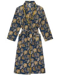 Inara - Midnight Marigold Floral Cotton Robe - Lyst